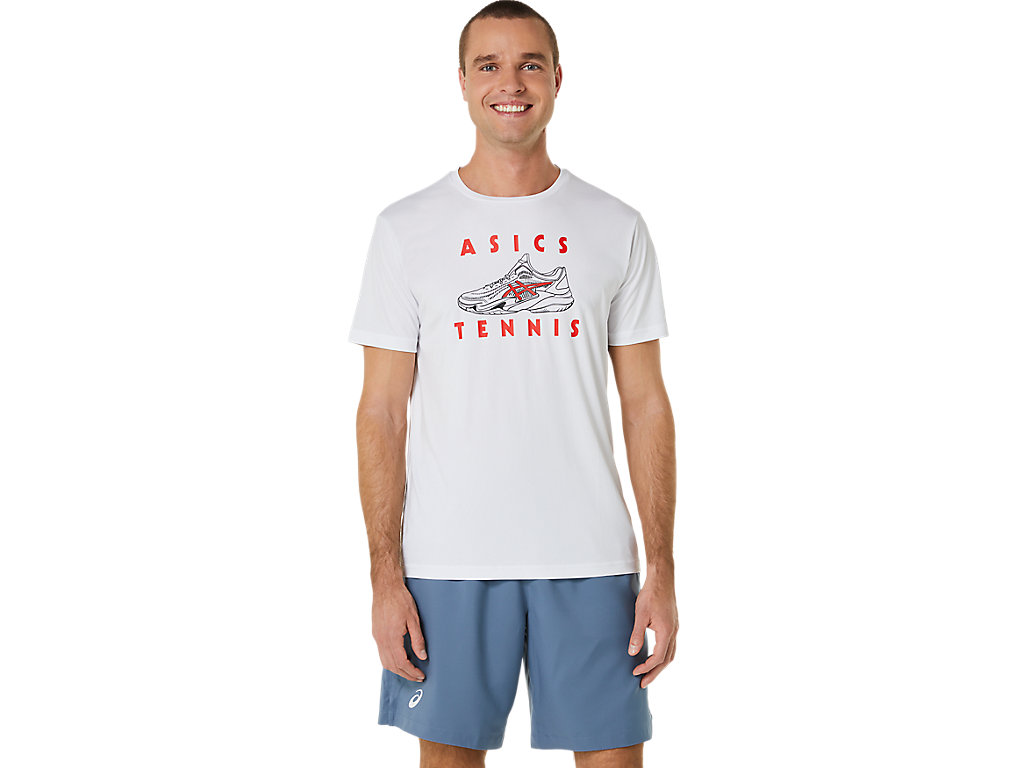 Asics Court Shoes Grafika Tee Tricko Panske Biele | 6045-EGYTK