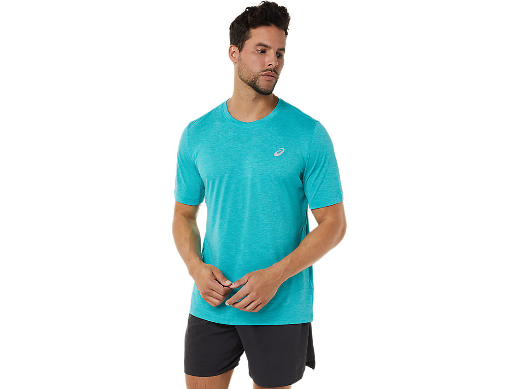 Asics Kratke Sleeve Performance Tricko Panske Modre | 3295-CHUVA