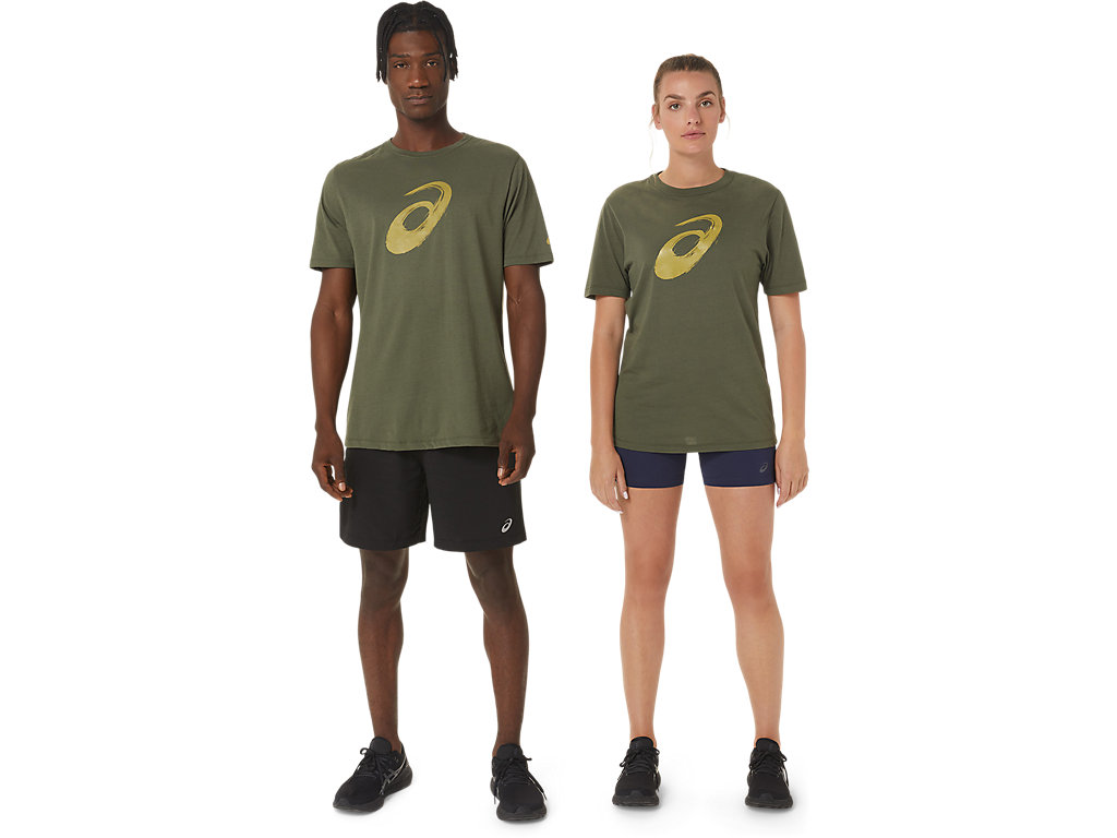 Asics Paintbrush Sleeve Tee Tricko Panske Olivovo Zelená | 9268-KRTBU