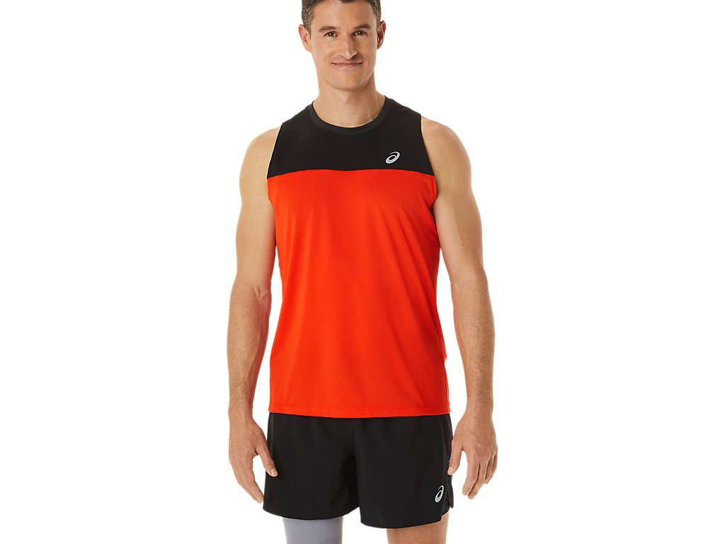 Asics Race Singlet Tricko Panske Čierne Ruzove | 2436-SVMNT