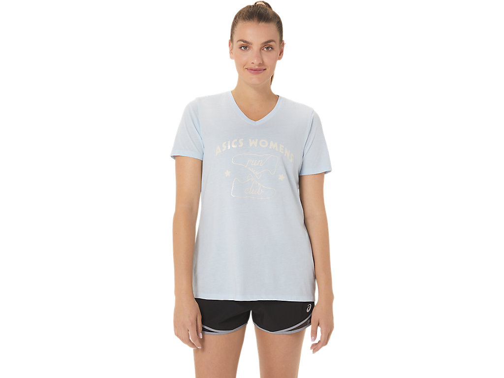 Asics Run Club V-Neck Tricko Damske Modre | 5739-PNDQH