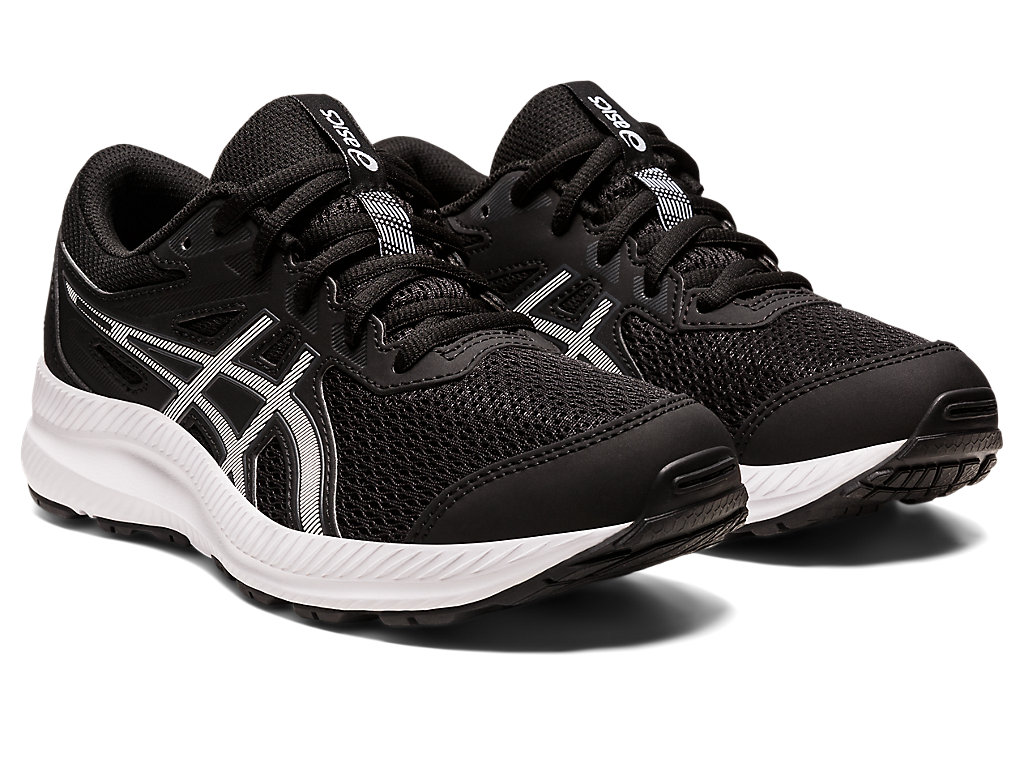 Asics Contend 8 Grade School Running Shoes Detske Čierne Biele | 8731-KJCZW