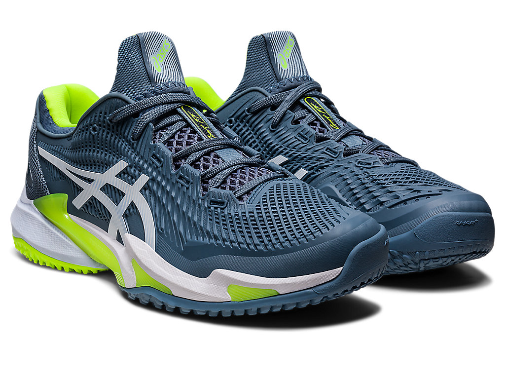 Asics Court Ff 3 Oc Tenisove Tenisky Panske Siva Modre Biele | 7831-HOGFC