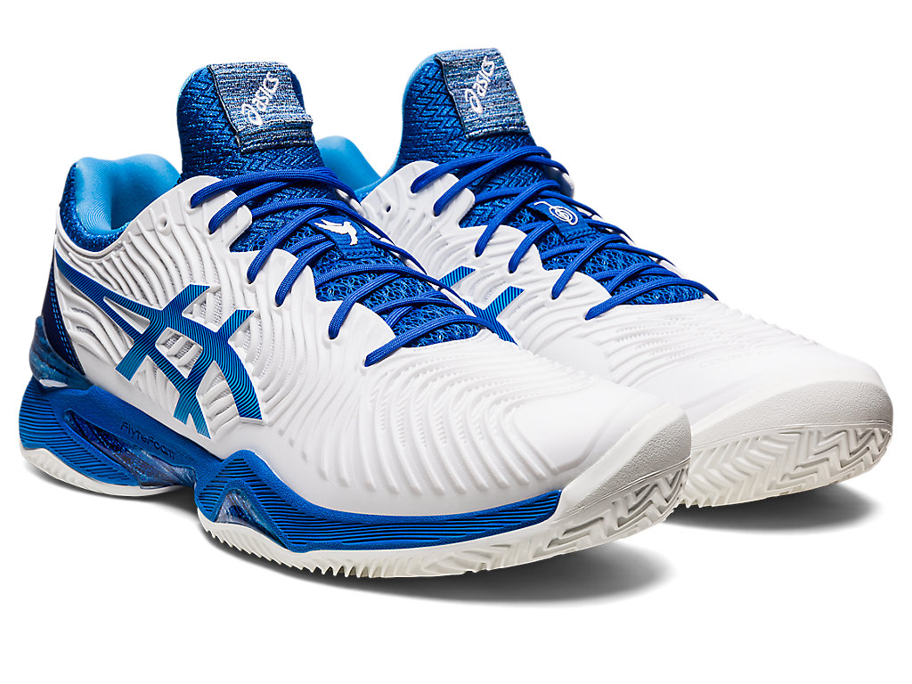 Asics Court Ff Novak Clay Tenisove Tenisky Panske Biele Modre | 3615-EPOTY