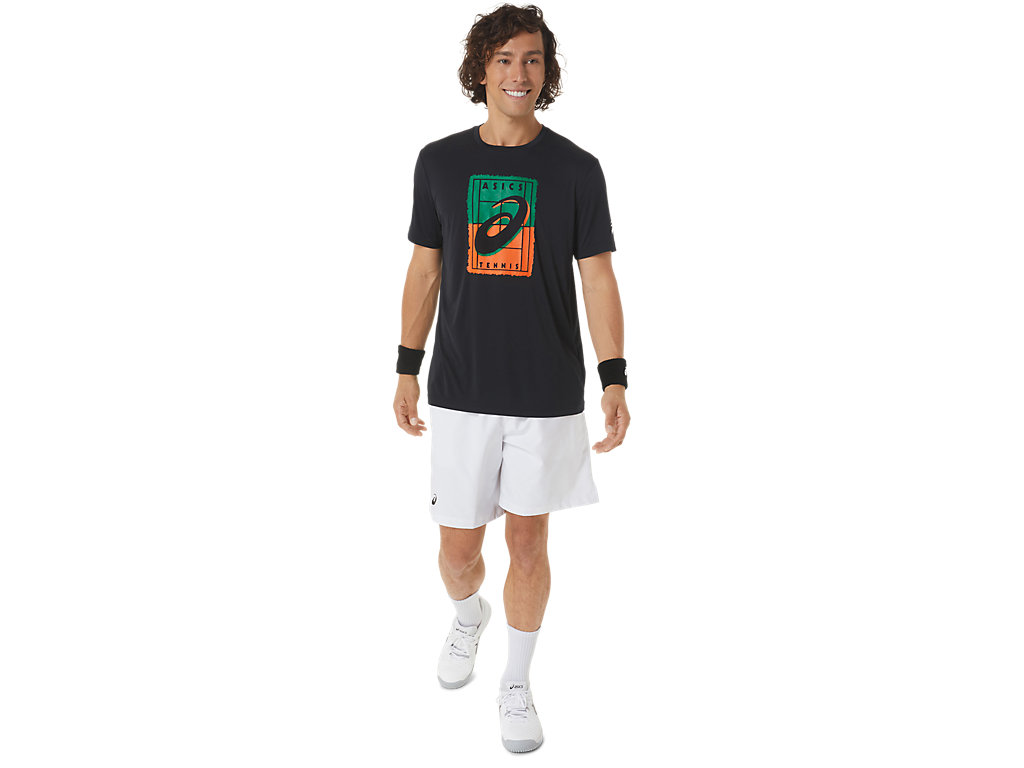 Asics Court Gs Grafika Tee Tricko Panske Čierne | 8490-PWLHG