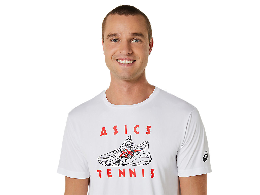 Asics Court Shoes Grafika Tee Tricko Panske Biele | 6045-EGYTK