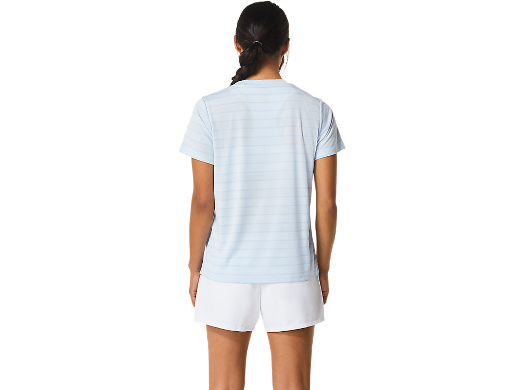 Asics Court Stripe Sleeve Tricko Damske Modre | 7351-AWKDJ