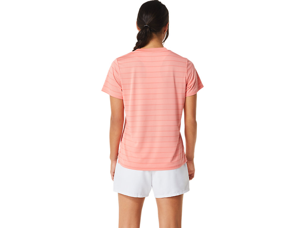 Asics Court Stripe Sleeve Tricko Damske Ruzove | 9183-PDGBT