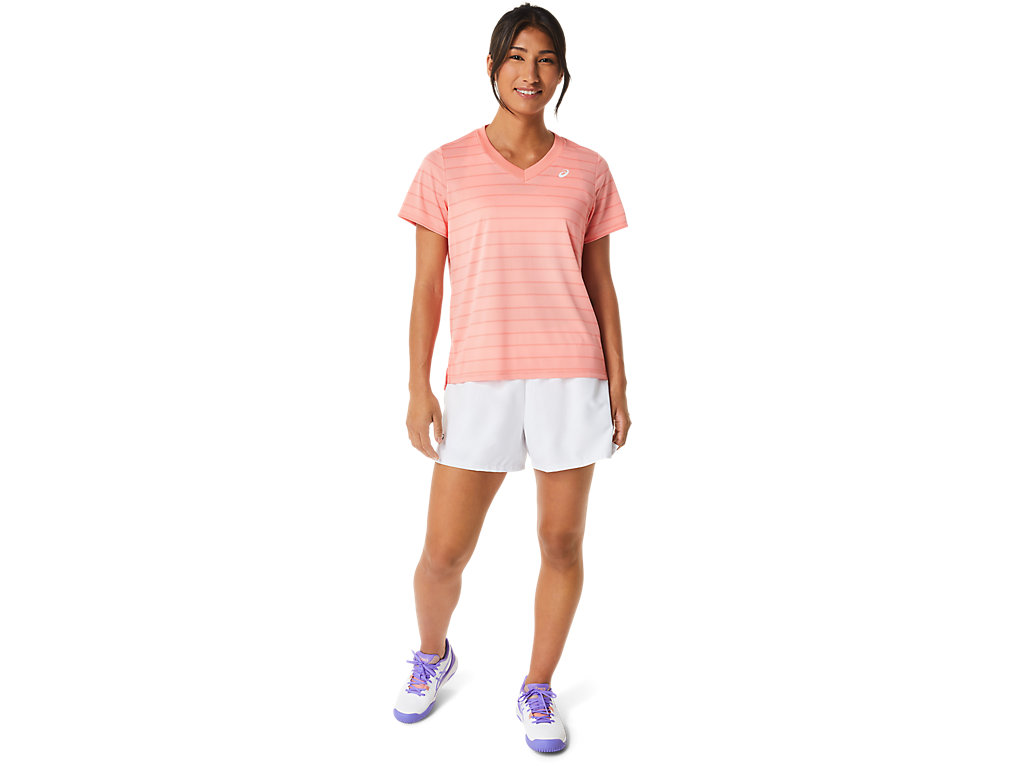 Asics Court Stripe Sleeve Tricko Damske Ruzove | 9183-PDGBT