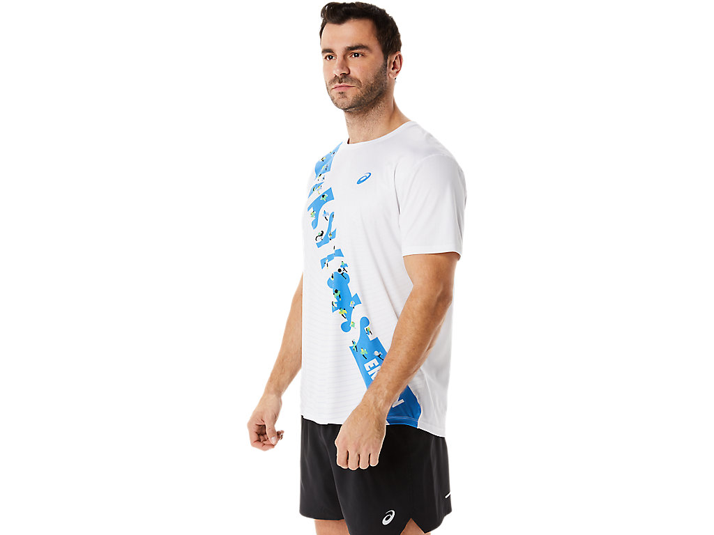 Asics Ekiden Sleeve Tricko Panske Biele Modre | 4516-RIGAJ