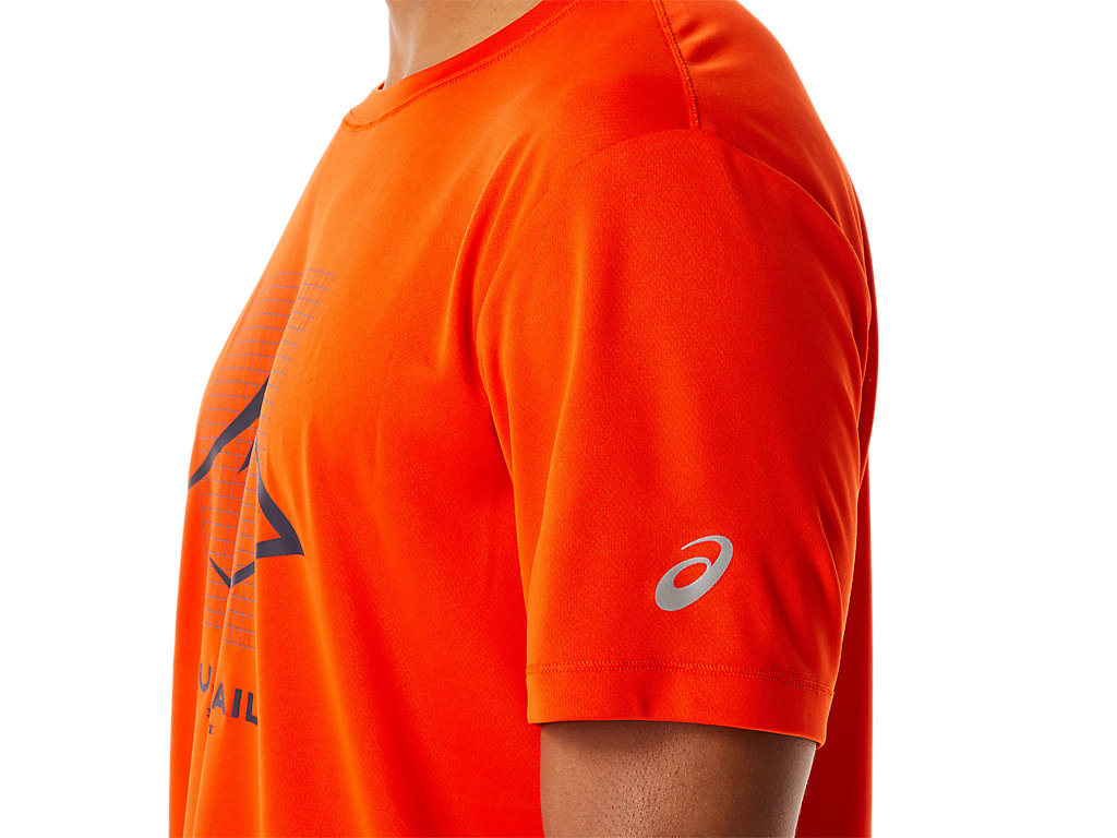 Asics Fujitrail Logo Sleeve Tricko Panske Ruzove | 6025-GYVDI