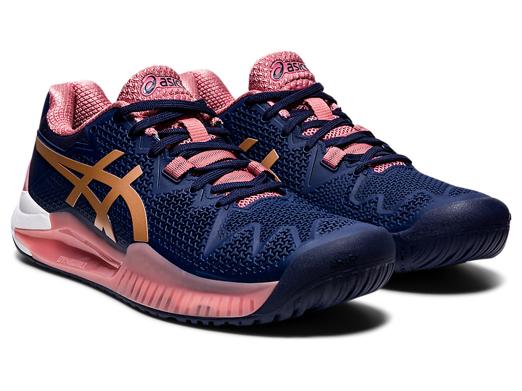 Asics Gel-Resolution 8 Tenisove Tenisky Damske Námornícka Modrá Ruzove Zlate | 1843-JIDCH