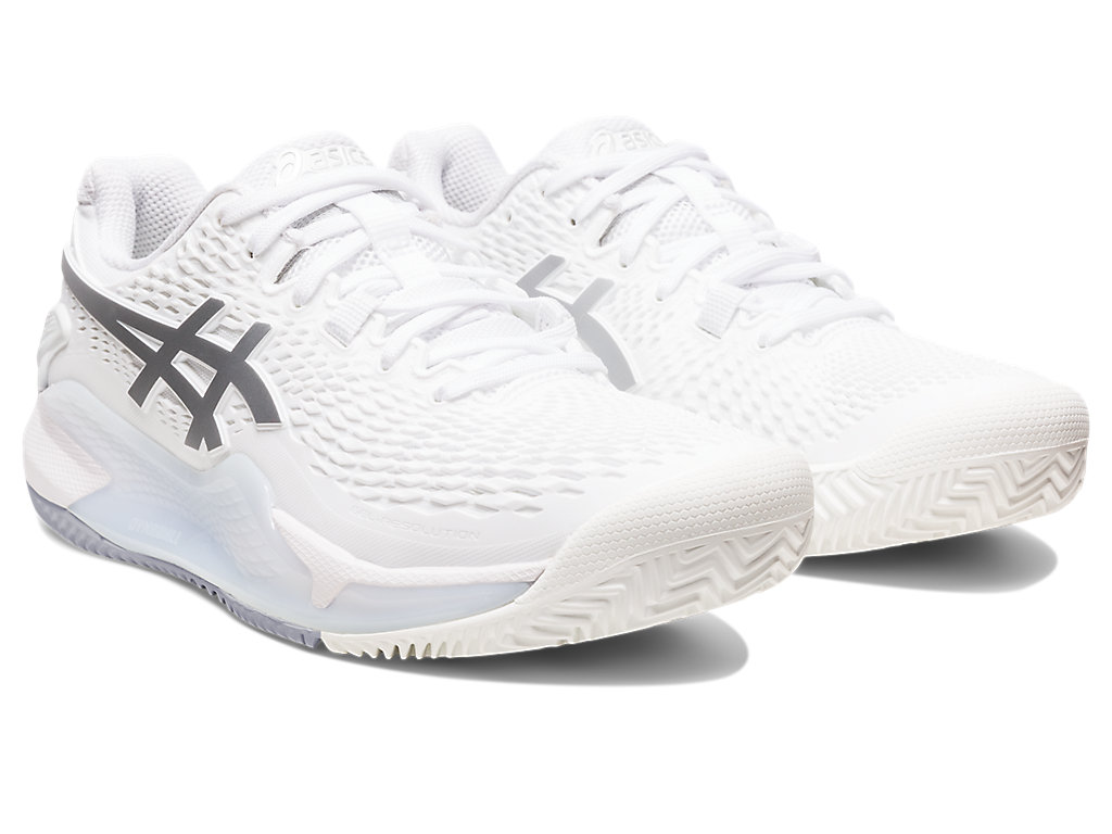 Asics Gel-Resolution 9 Clay Tenisove Tenisky Damske Biele Strieborne | 6137-TKDNZ