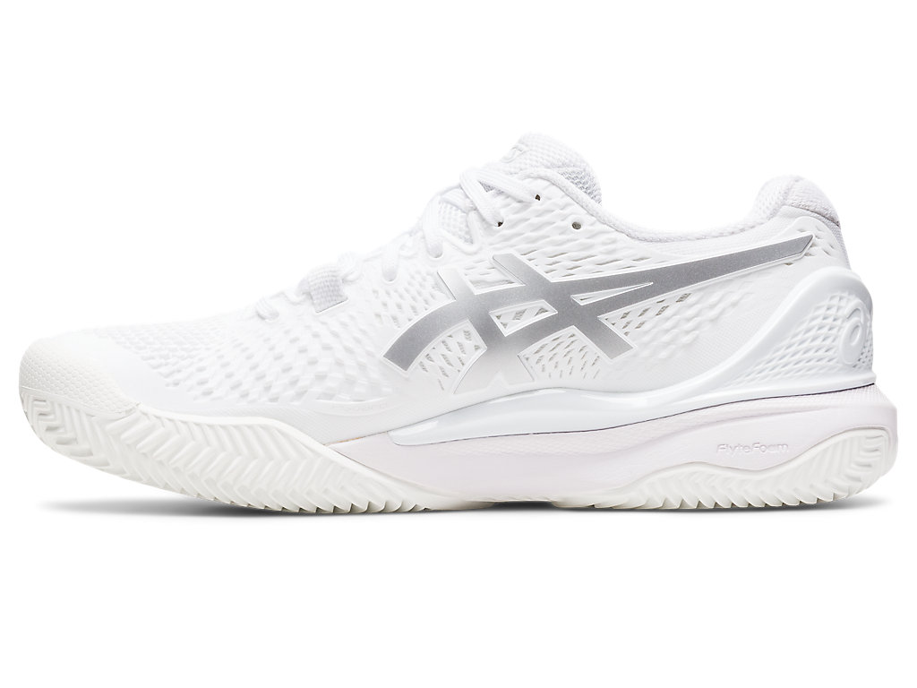 Asics Gel-Resolution 9 Clay Tenisove Tenisky Damske Biele Strieborne | 6137-TKDNZ