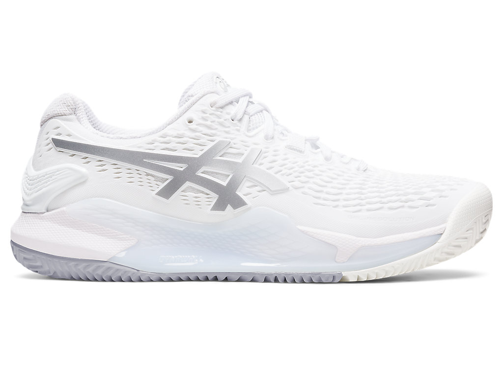 Asics Gel-Resolution 9 Clay Tenisove Tenisky Damske Biele Strieborne | 6137-TKDNZ