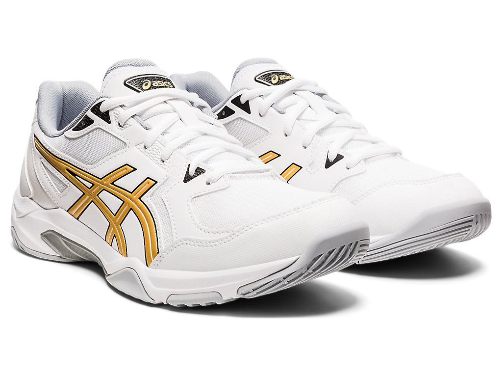 Asics Gel-Rocket 10 Halove Tenisky Panske Biele Zlate | 1635-HELXC