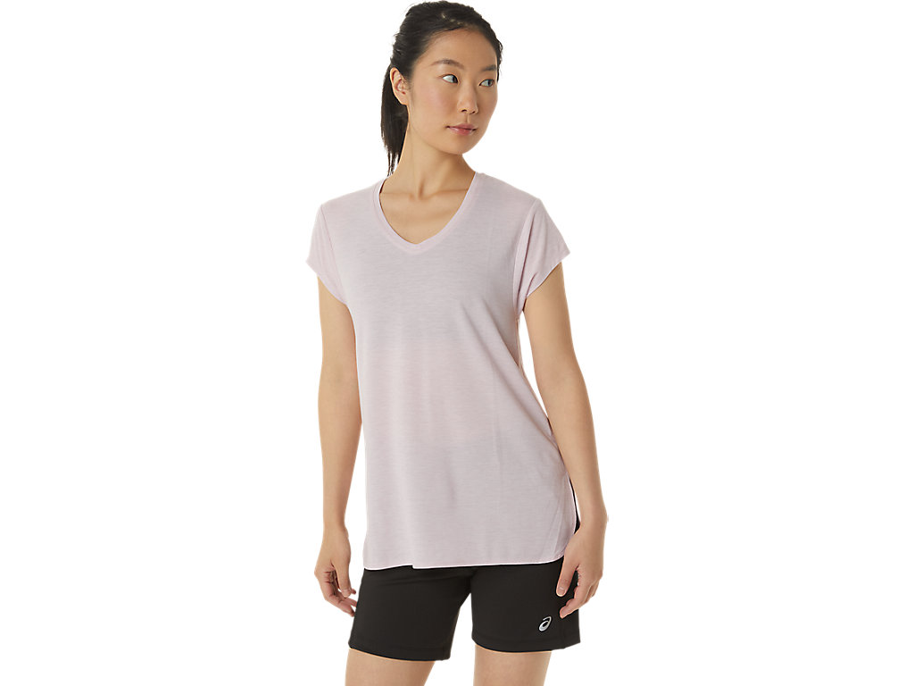 Asics Heather Vneck Tricko Damske Ruzove | 6483-BJZIC