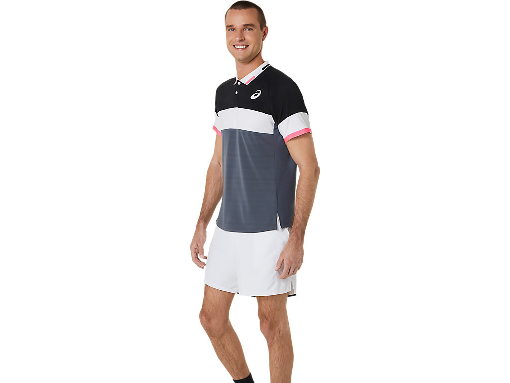 Asics Match Polo-Shirt Tricko Panske Čierne Siva | 0568-ZAISM