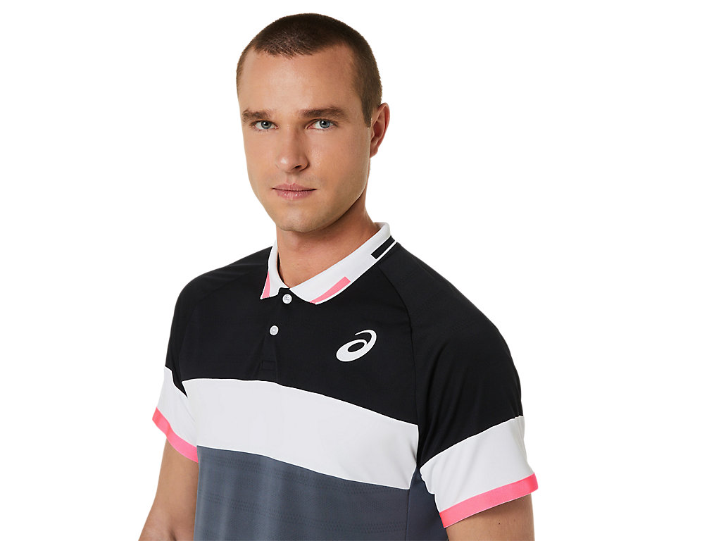 Asics Match Polo-Shirt Tricko Panske Čierne Siva | 0568-ZAISM