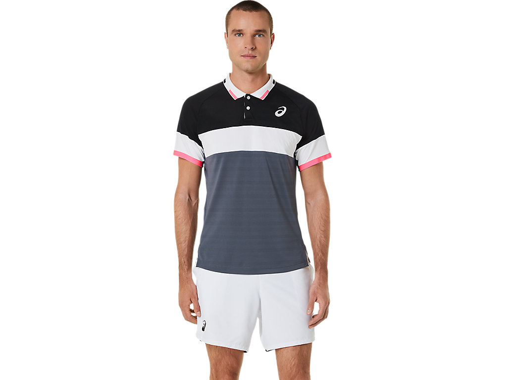 Asics Match Polo-Shirt Tricko Panske Čierne Siva | 0568-ZAISM