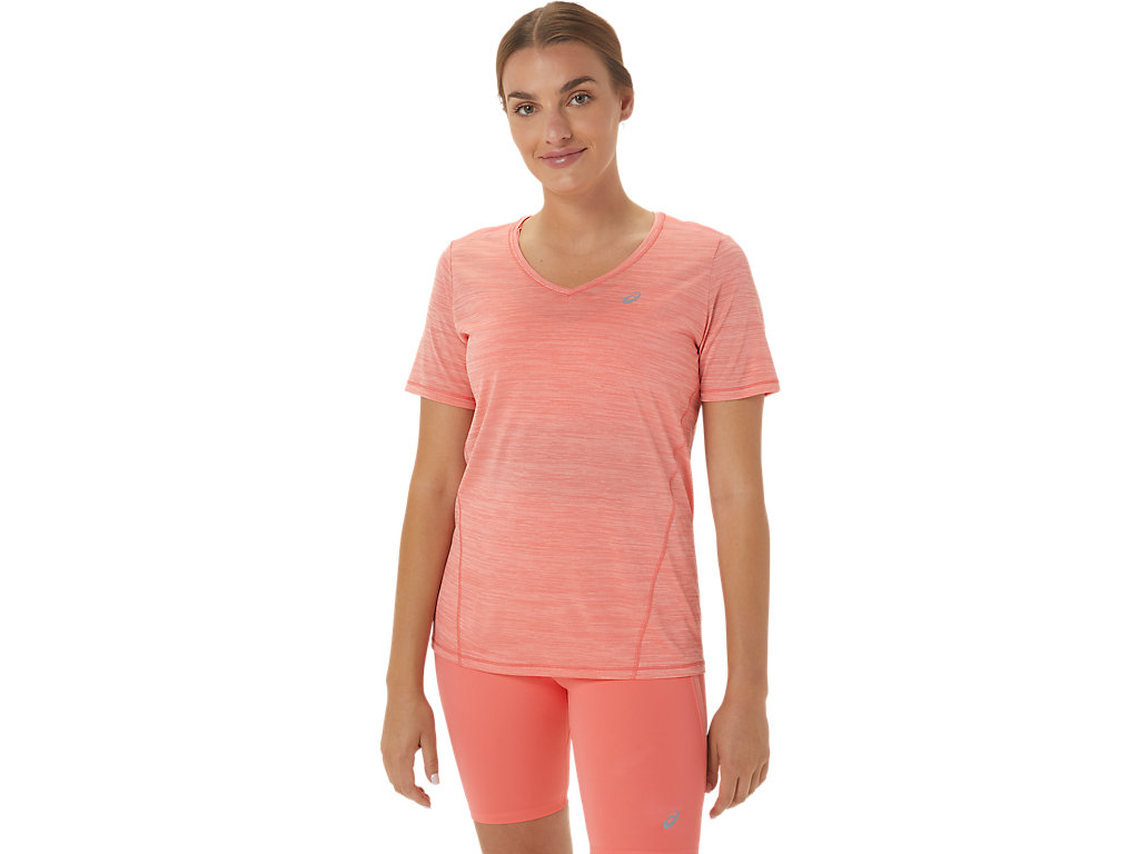 Asics Race V-Neck Sleeve Tricko Damske Ruzove | 3625-FGUEX