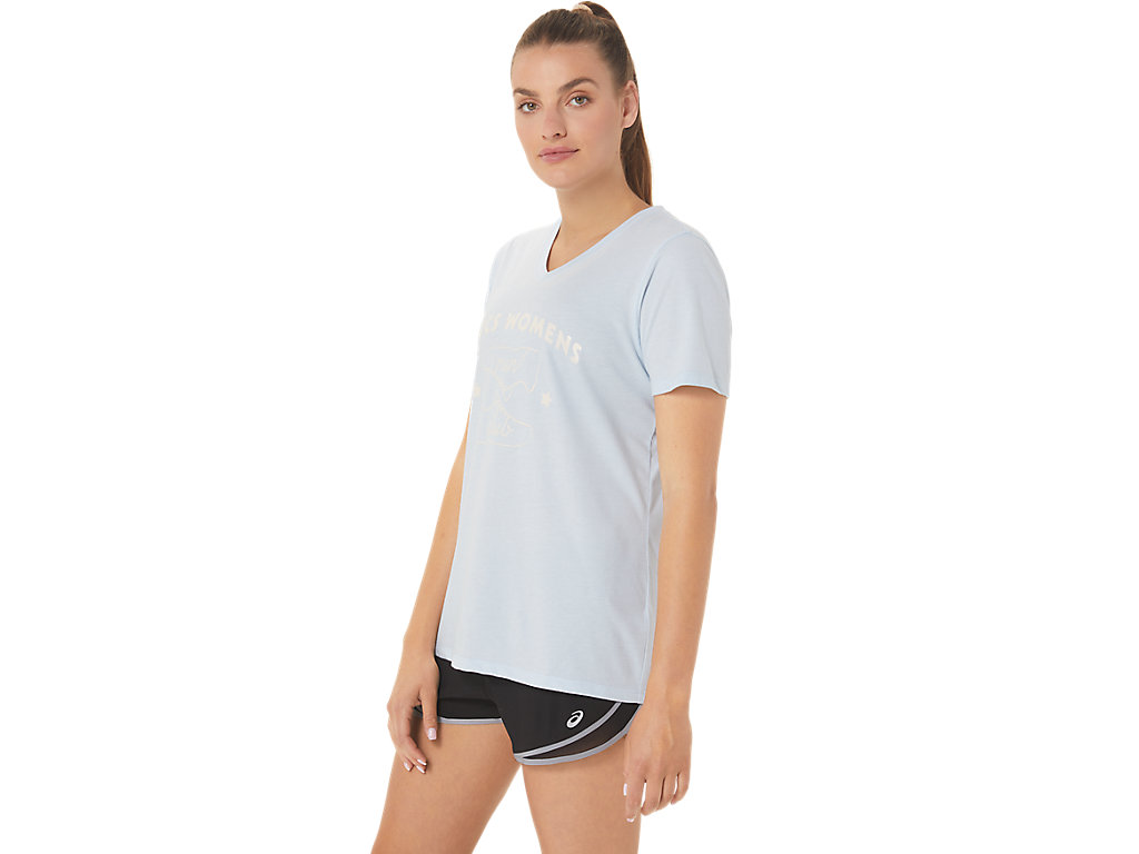 Asics Run Club V-Neck Tricko Damske Modre | 5739-PNDQH