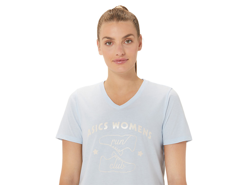 Asics Run Club V-Neck Tricko Damske Modre | 5739-PNDQH