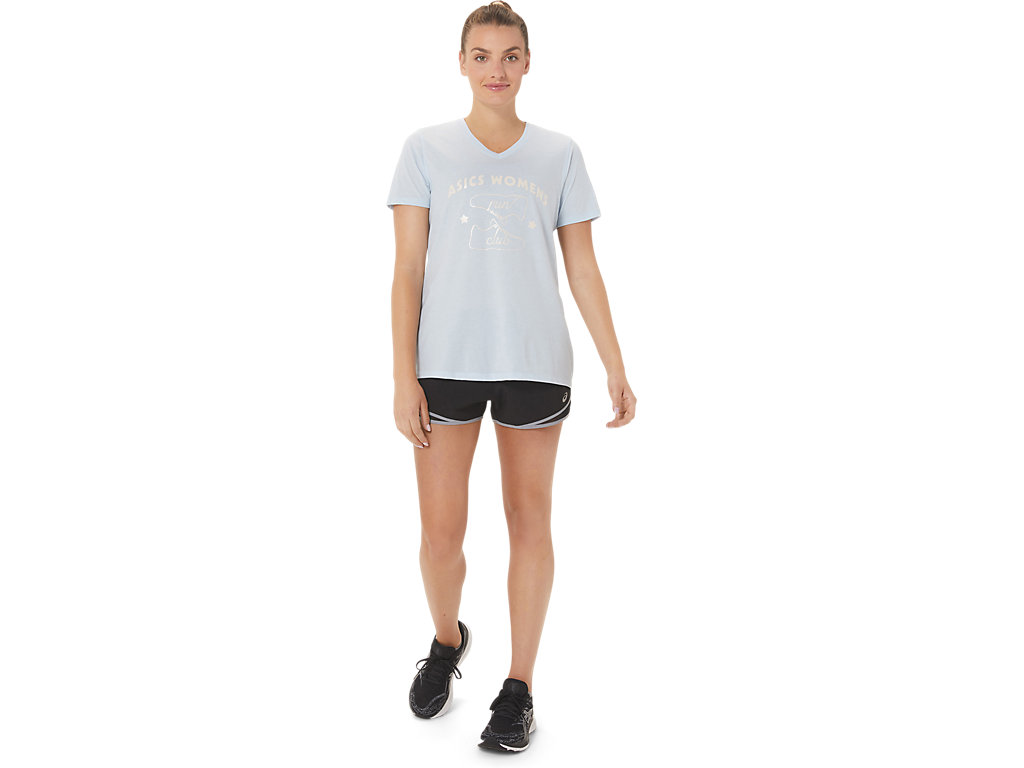 Asics Run Club V-Neck Tricko Damske Modre | 5739-PNDQH