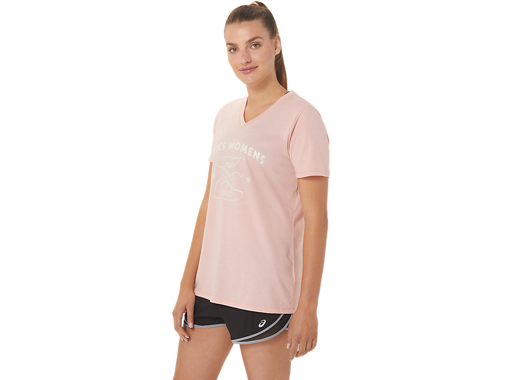 Asics Run Club V-Neck Tricko Damske Ruzove | 2065-ZTLEO