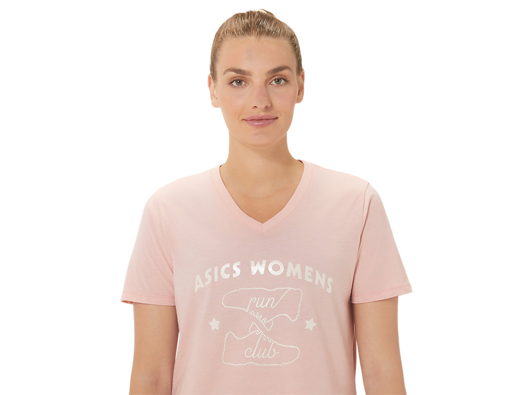 Asics Run Club V-Neck Tricko Damske Ruzove | 2065-ZTLEO