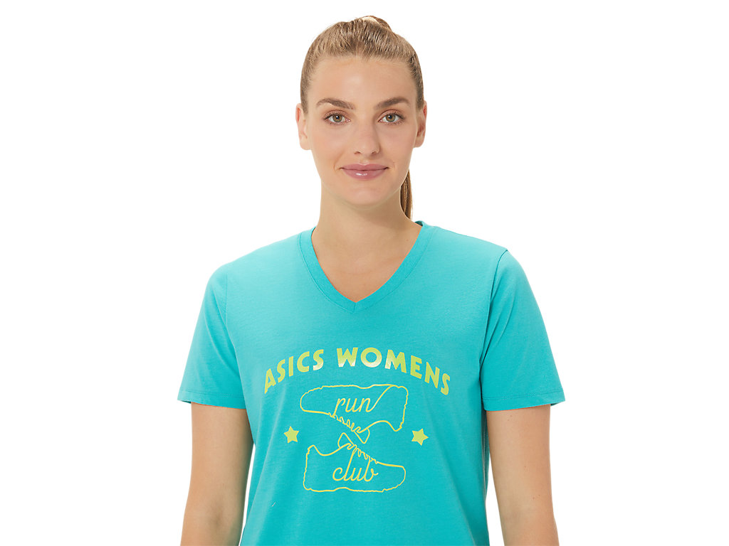 Asics Run Club V-Neck Tricko Damske Tyrkysové | 3579-UARPN