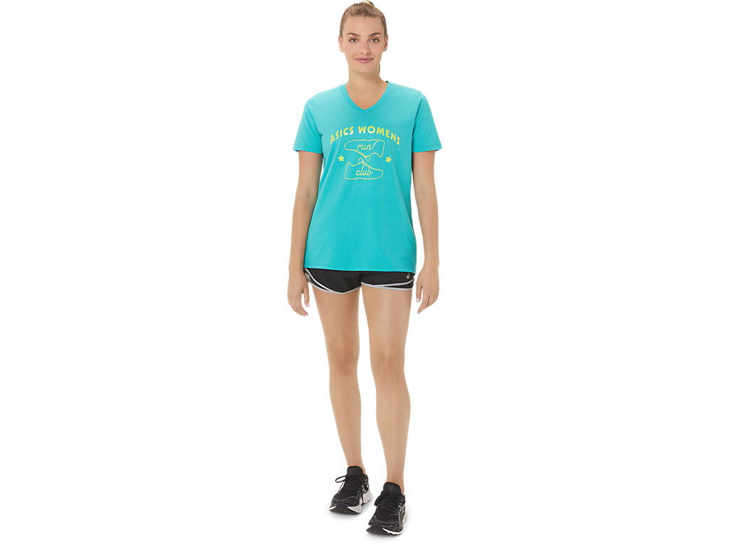 Asics Run Club V-Neck Tricko Damske Tyrkysové | 3579-UARPN