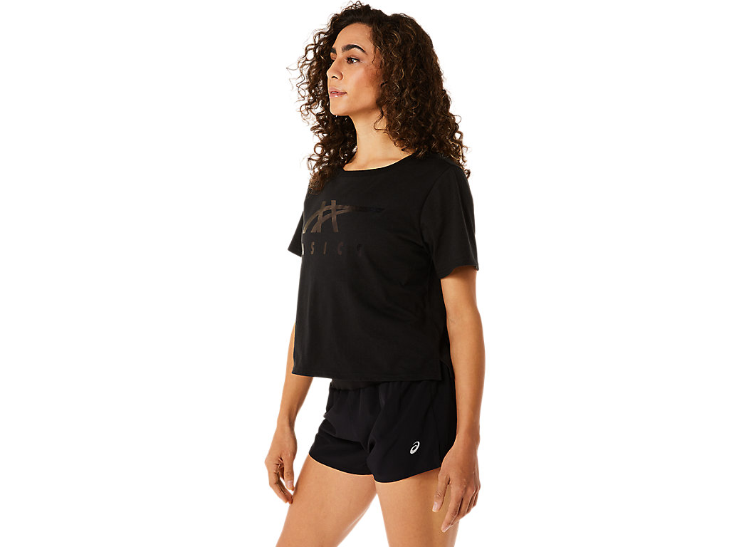 Asics Stripes Sleeve Boxy Tee Tricko Damske Čierne | 8361-YPJCI