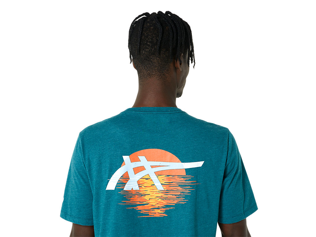 Asics Stripes Sunrise Tee Tricko Damske Tmavo Zelene | 3912-RIQSJ