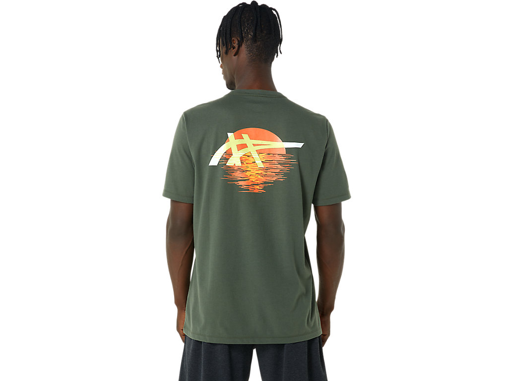 Asics Stripes Sunrise Tee Tricko Damske Olivovo Zelená | 8165-ORYUW