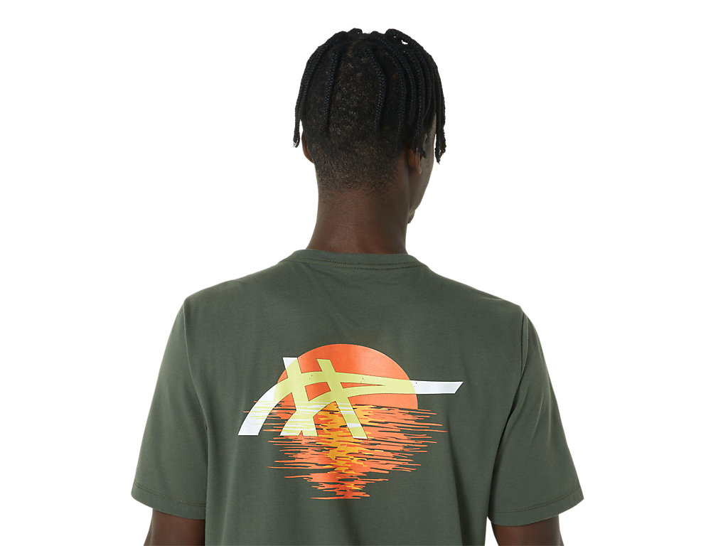 Asics Stripes Sunrise Tee Tricko Damske Olivovo Zelená | 8165-ORYUW