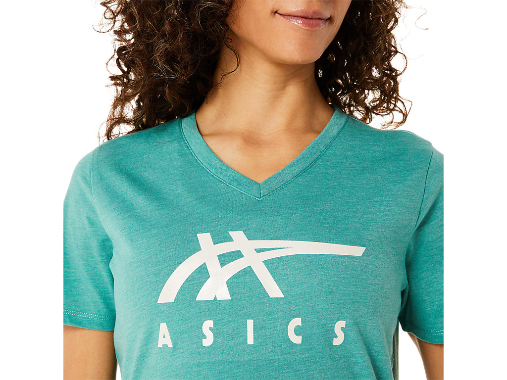 Asics Stripes V-Neck Tricko Damske Olivovo Zelená | 7689-MANUY