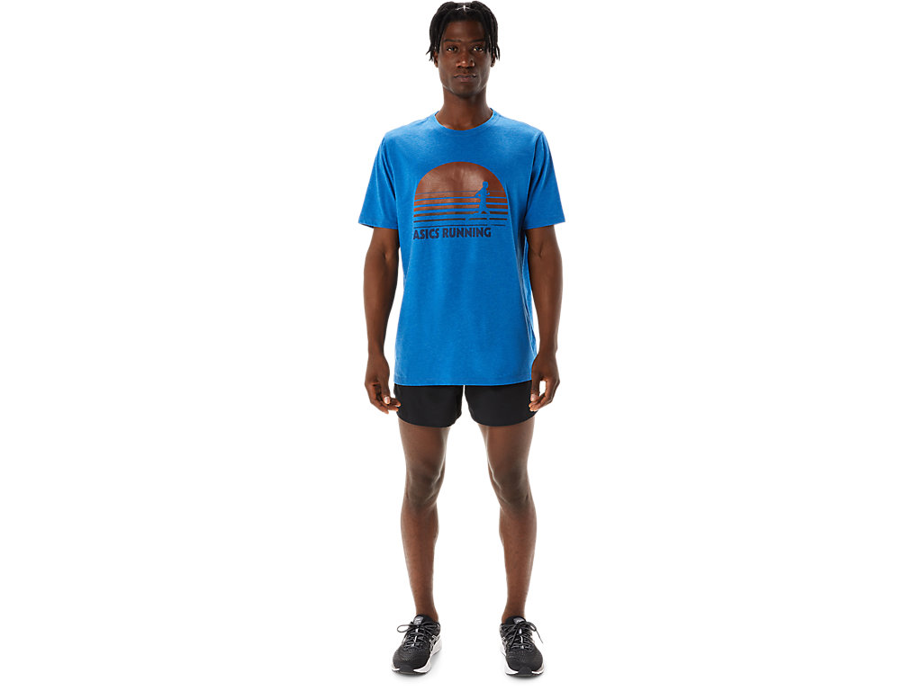 Asics Sunrise Runner Grafika Tee Tricko Panske Modre | 8531-OHVES