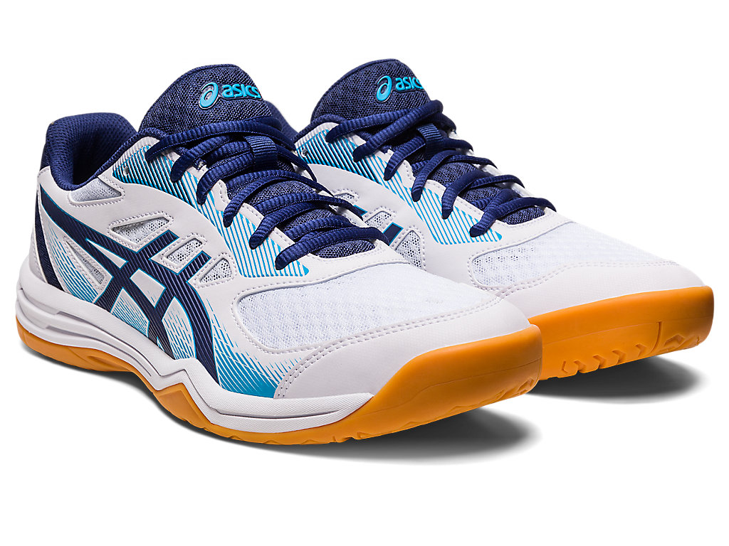 Asics Upcourt 5 Tenisky Na Volejbal Panske Biele Indigo Modre | 2968-HWMEP