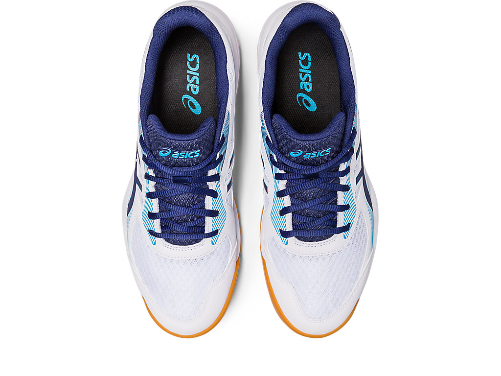 Asics Upcourt 5 Tenisky Na Volejbal Panske Biele Indigo Modre | 2968-HWMEP